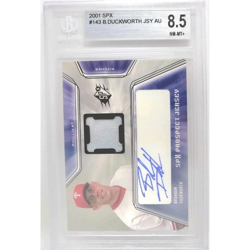 2001 SPx  Prospect Jersey Autograph Brandon Duckworth #143 (AU, MEM, RC) BGS 8.5
